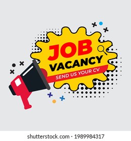 We Are Hiring emblem. Business hiring and recruiting employee for empty position, Job Vacancy Concept, illustration for banner and media social design for recruiting staff. vector illustration