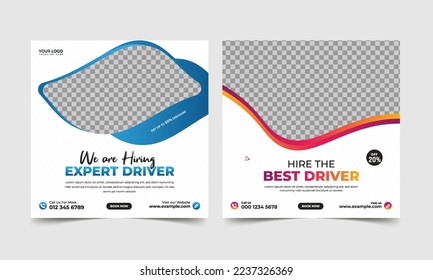 We are hiring expert driver job vacancy social media post or web banner template, hiring social media post template, professional expert driver hiring job vacancy social media template,