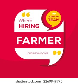 We are hiring (Farmer), Join our team, vector illustration.