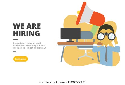 We Are Hiring flat design banner illustration concept for digital marketing and business promotion