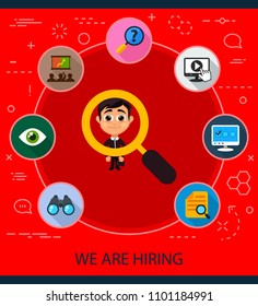 We are hiring flat icons concept. Vector illustration. Element template for design.