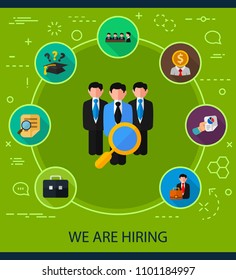 We are hiring flat icons concept. Vector illustration. Element template for design.