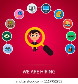 We are hiring flat icons concept. Vector illustration. Element template for design.