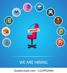 We are hiring flat icons concept. Vector illustration. Element template for design.