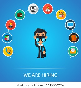 We are hiring flat icons concept. Vector illustration. Element template for design.