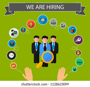 We are hiring flat icons concept. Vector illustration. Element template for design.