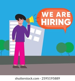 we are hiring flat Illustration vector image