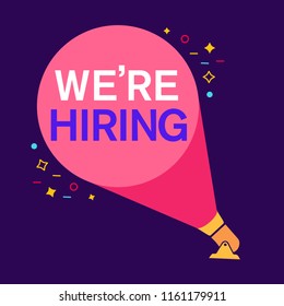 we are hiring flat vector neon illustration
