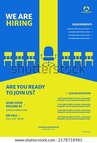 We are hiring flyer advertisement design. Job offer leaflet template, Job vacancy flyer poster template design online, We are hiring job flyer 2022 modern template