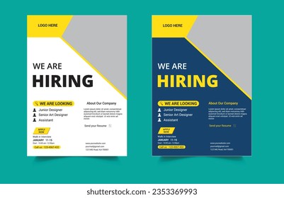 We are hiring flyer design bundle. Job Vacancy Flyer Template or We are hiring flyer template design. Job offer leaflet template. Job vacancy  poster template design. Corporate Business flyer Design.