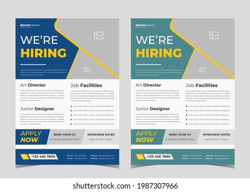 We Are Hiring Flyer Design. Job Offer Leaflet Template. Job Vacancy Flyer Poster Template Design