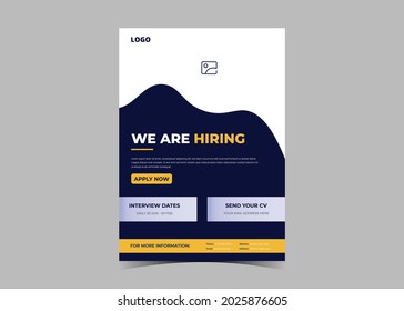 We Are Hiring Flyer Design. Job Offer Leaflet Template. Job Vacancy Flyer Poster Template Design