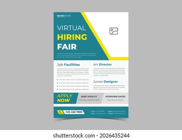 We Are Hiring Flyer Design. Job Offer Leaflet Template. Job Vacancy Flyer Poster Template Design