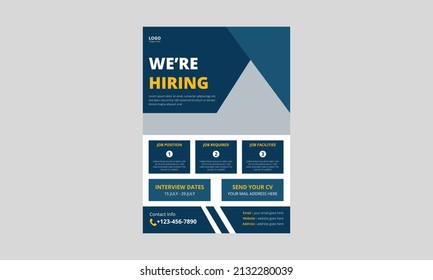We are hiring flyer design. Job offer leaflet template. Job vacancy flyer poster template design, cover, a4 size, flyer design
