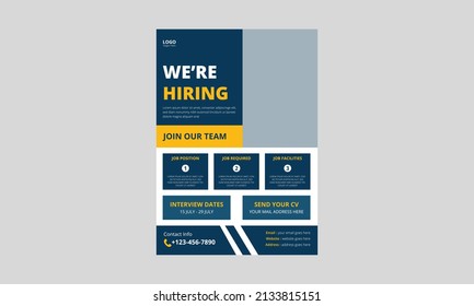 We are hiring flyer design. Job offer leaflet template. Job vacancy flyer poster template design, cover, a4 size, flyer design