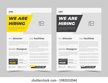 We are hiring flyer design. We are hiring poster template. Job vacancy leaflet flyer template design