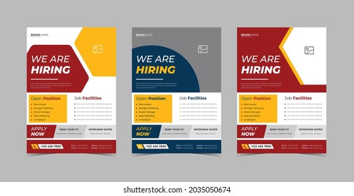 We Hiring Flyer Design Template Bundle Stock Vector (Royalty Free ...