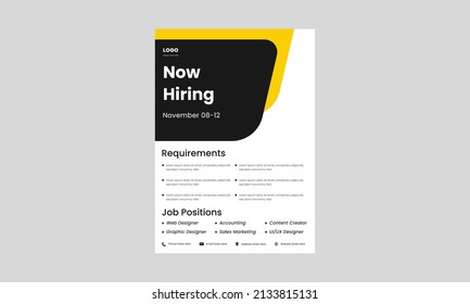 we are hiring flyer design template. hiring now flyer poster design. we are hiring join us design template.