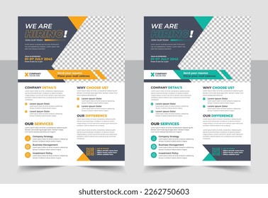 We are hiring flyer design template, Job Vacancy Flyer Template or Job vacancy flyer poster template design, Job offer leaflet template, cover, a4 size, flyer design vector