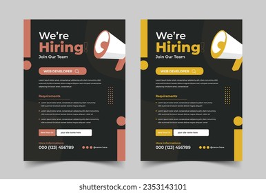 We are hiring flyer, Job offer leaflet template, Job Vacancy Flyer, a4 size, Print ready, vector flyer