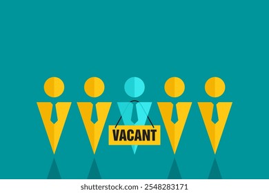 We are hiring flyer for staff recruitment - Vacant place decorated as transparent person icon, in some working team