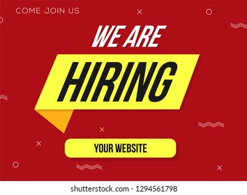 We are hiring with geometric shapes. Hiring recruitment design poster. Vector illustration. Open vacancy design template
