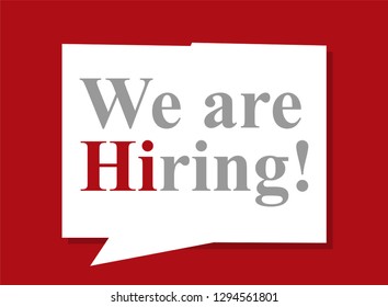 We are hiring with geometric shapes. Hiring recruitment design poster. Vector illustration. Open vacancy design template