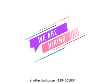 We are hiring with geometric shapes. Hiring recruitment design poster. Vector illustration. Open vacancy design template