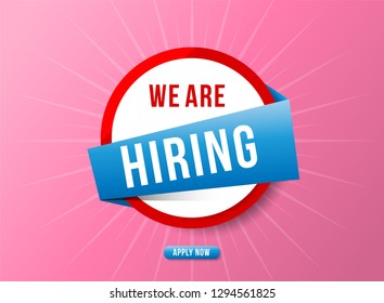 We are hiring with geometric shapes. Hiring recruitment design poster. Vector illustration. Open vacancy design template