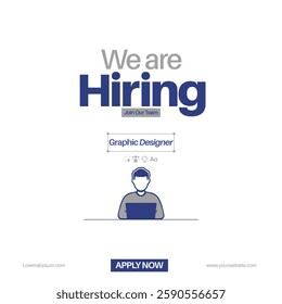 we are hiring graphic designer. we are hiring, announcement post for Facebook, Instagram. graphic designer job.