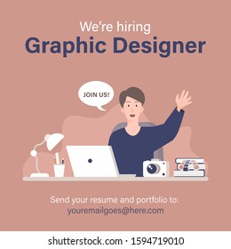 We are hiring graphic designer, creative people, photographer. Staffing & recruiting business concept