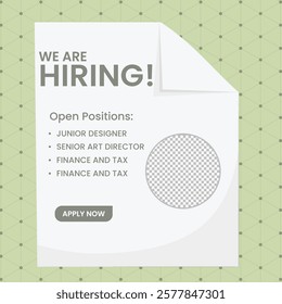 we are hiring graphic designer Hiring job graphic designer creative vector illustration banner design.