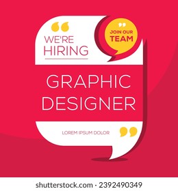 We are hiring (Graphic designer), Join our team, vector illustration.