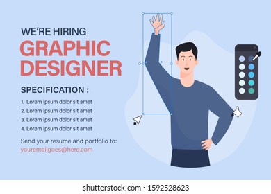 We are hiring graphic designer with people illustration