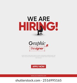 We are hiring graphic designer post. Graphic designer hiring social media post. company hiring poster concept. New Job Post.