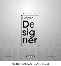 We are Hiring graphic designer vacancy poster. Hiring job graphic designer wanted creative vector illustration design.