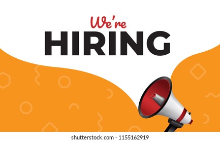 we are hiring greeting card with megaphone. EPS 10