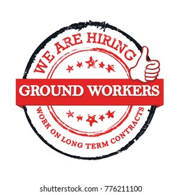 We are hiring ground workers - printable sticker for recruitment agencies / human resources companies that are looking for construction / demolition / building workers