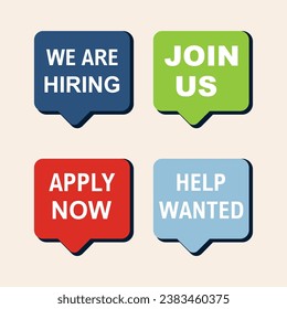 We Are Hiring And Help Wanted Label Set Vector