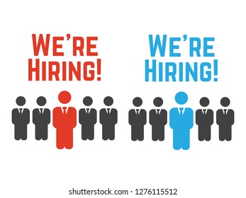 We are hiring. Hire recruiting, hiring work concept vector illustration