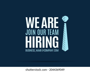 We Are Hiring Icon. Lettering design. Isolated Object. Web banner, poster, image for print.The concept of search and recruitment worker in company. Design material. Vector Illustration.