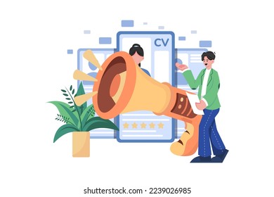 Estamos Contratando El Concepto De Ilustración. Ilustración plana aislada en fondo blanco