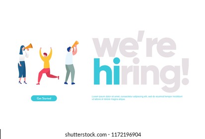 We are hiring illustration concept , Job Recruitment character, can use for, landing page, template, ui, web, mobile app, poster, banner, flyer