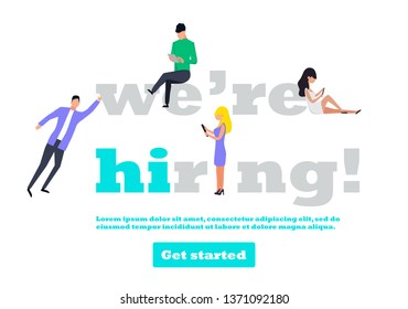 We are hiring illustration concept with small people, it is presented job recruitment character, it can use for websites, landing page, template, ui, web, mobile app, poster, banner, flyer.