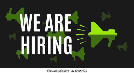 We Are Hiring. Isolated Object. The business concept of search and recruitment, Template Text Box Design. Vector Illustration.
