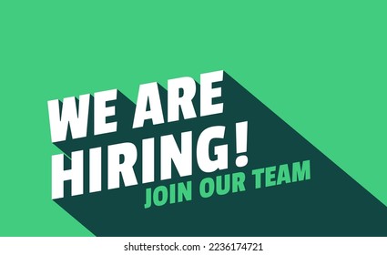 We Are Hiring. Isolated Object. The business concept of search and recruitment, Template Text Box Design. Vector Illustration.