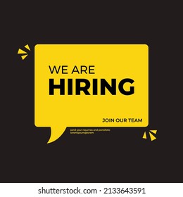 We are hiring isolated on black background. Simple and clean Job vacancy template design.