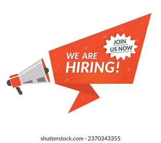 We are hiring, job announcement vector, outsource team hire creative employee