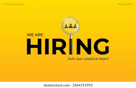 We are hiring job candidate banner Design. Join our team and hiring concept. Open vacancy and hiring creative ads and poster vector illustration