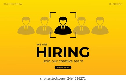 We are hiring job candidate banner Design. Join our team and hiring concept. Open vacancy and hiring creative ads and poster vector illustration